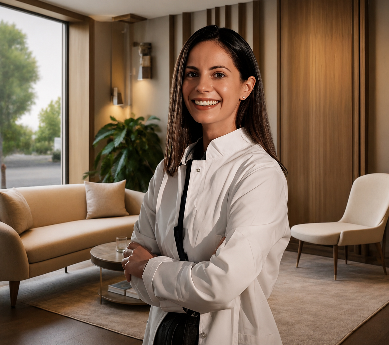 Médica usando o Clinoo na clínica